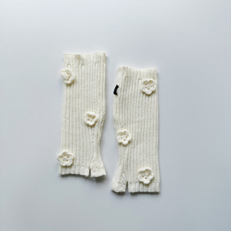 Cvjetni pleteni rukavci za ruke s djelomičnim prstima za žene, topli izvezeni pleteni rukavici (zima, proljeće, jesen)