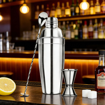 Nehrđajući čelični set za kućni bar, 3-dijelni, moderan minimalistički stil, moguć prilagođeni logotip