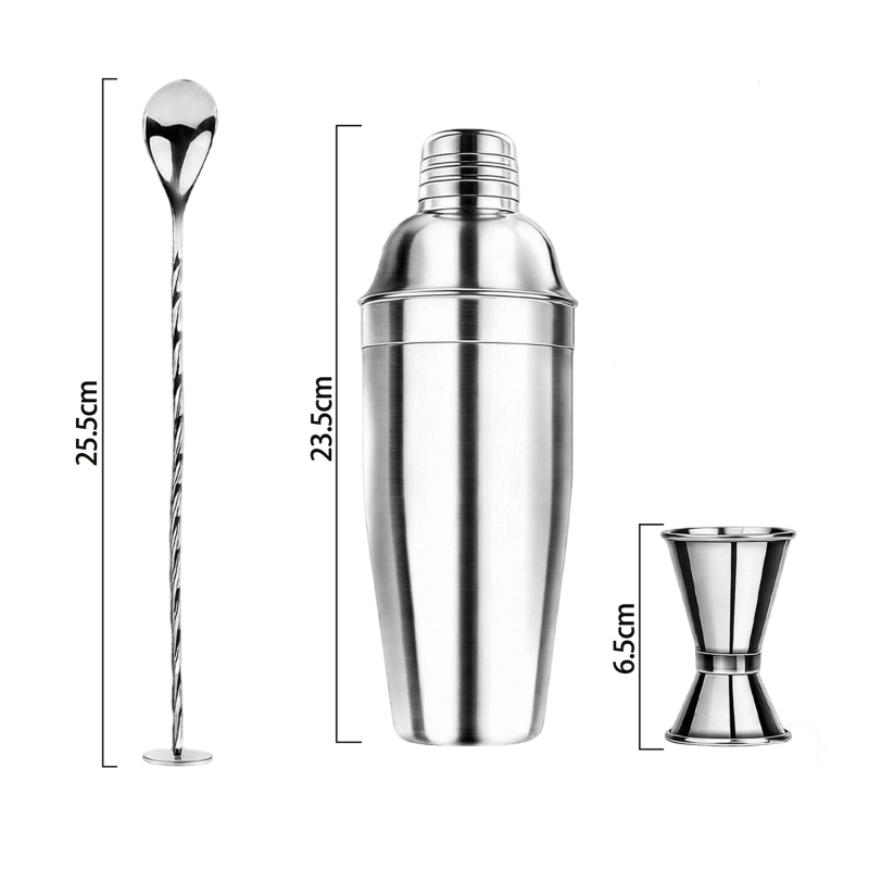 Nehrđajući čelični set za kućni bar, 3-dijelni, moderan minimalistički stil, moguć prilagođeni logotip