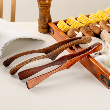 Drvene kliješte za hranu Mu yao – višenamjenske, protuklizne, otporne na visoke temperature, zaštita od opeklina, mogućnost tiskanja logotipa