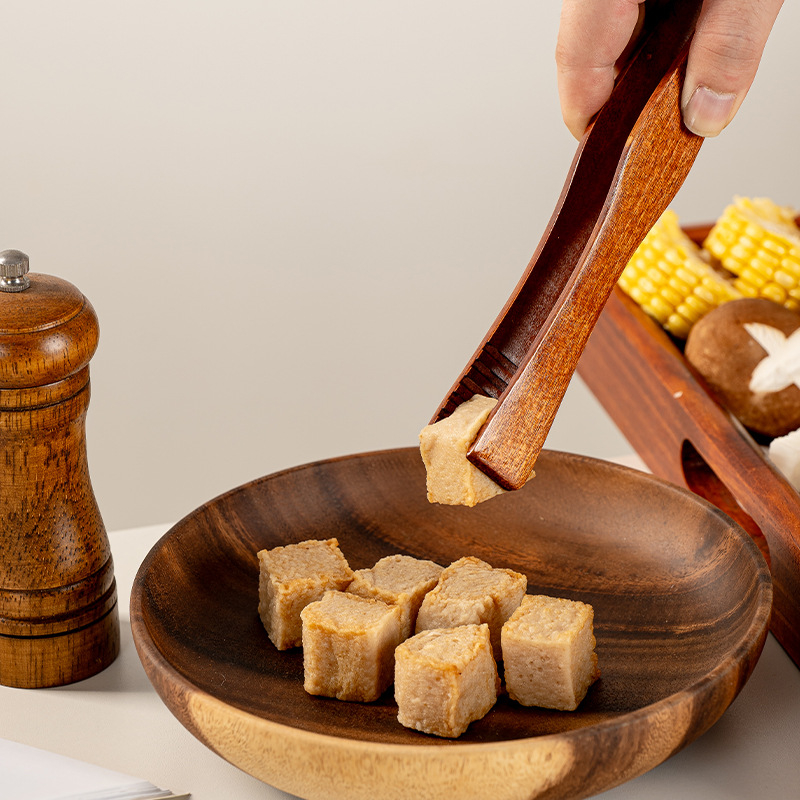 Drvene kliješte za hranu Mu yao – višenamjenske, protuklizne, otporne na visoke temperature, zaštita od opeklina, mogućnost tiskanja logotipa