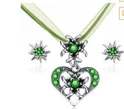 Nakit s srcolikim privjeskom Edelweiss s dijamantima – cinkov legura, elektroplatiranje, težina 18 g