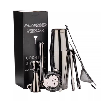 Boston stil komplet koktel shaker od nehrđajućeg čelika, 7 dijelova, s dva mjernа čašice, filtr za led, drobilicom leda i cjedilom