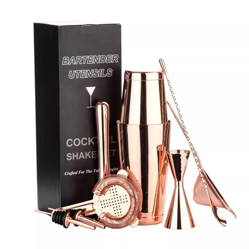 Boston stil komplet koktel shaker od nehrđajućeg čelika, 7 dijelova, s dva mjernа čašice, filtr za led, drobilicom leda i cjedilom