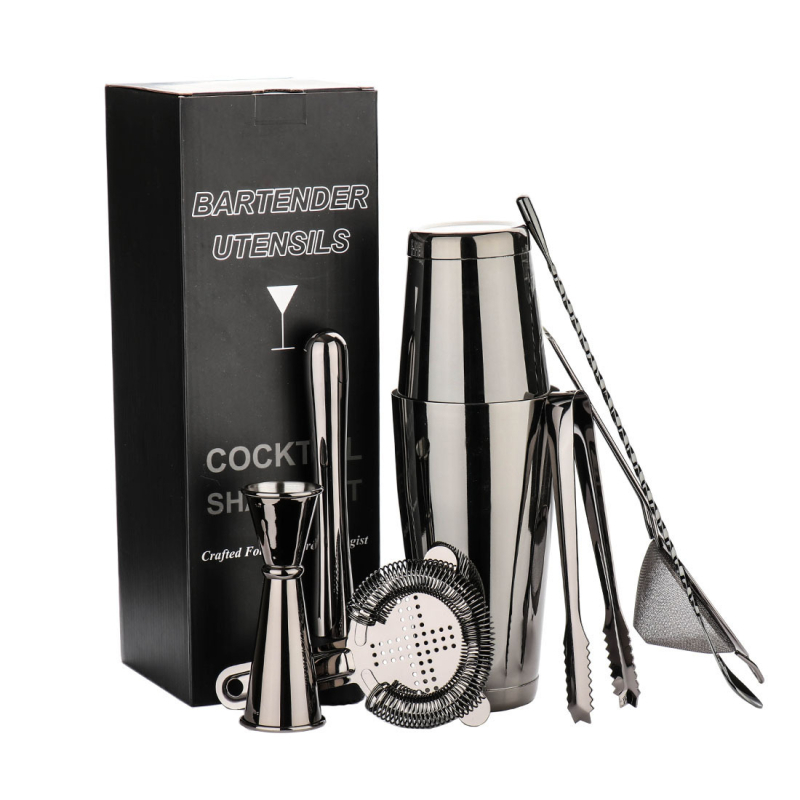 Boston stil komplet koktel shaker od nehrđajućeg čelika, 7 dijelova, s dva mjernа čašice, filtr za led, drobilicom leda i cjedilom