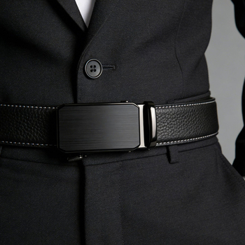 Centură de bărbați din piele naturală cu cataramă automată, piele de vițel de top, cataramă din aliaj, lățime 2-4 cm, turnare prin presare la cald