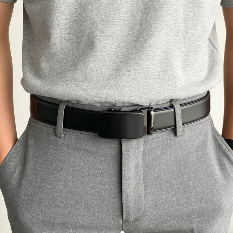 Centură de bărbați din piele naturală cu cataramă automată, piele de vițel de top, cataramă din aliaj, lățime 2-4 cm, turnare prin presare la cald