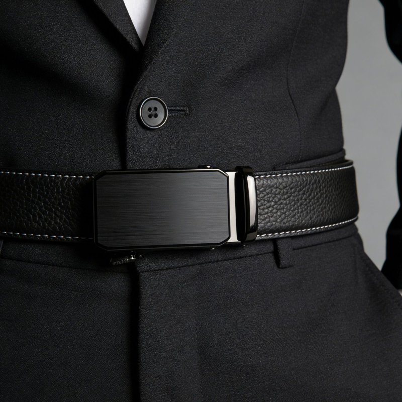 Centură de bărbați din piele naturală cu cataramă automată, piele de vițel de top, cataramă din aliaj, lățime 2-4 cm, turnare prin presare la cald