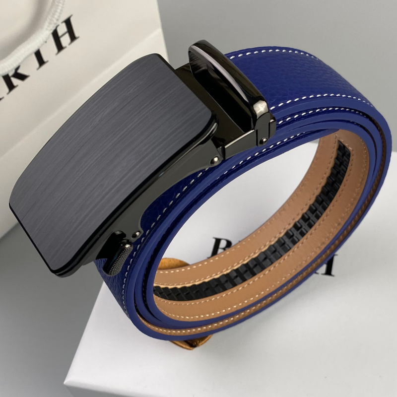 Centură de bărbați din piele naturală cu cataramă automată, piele de vițel de top, cataramă din aliaj, lățime 2-4 cm, turnare prin presare la cald