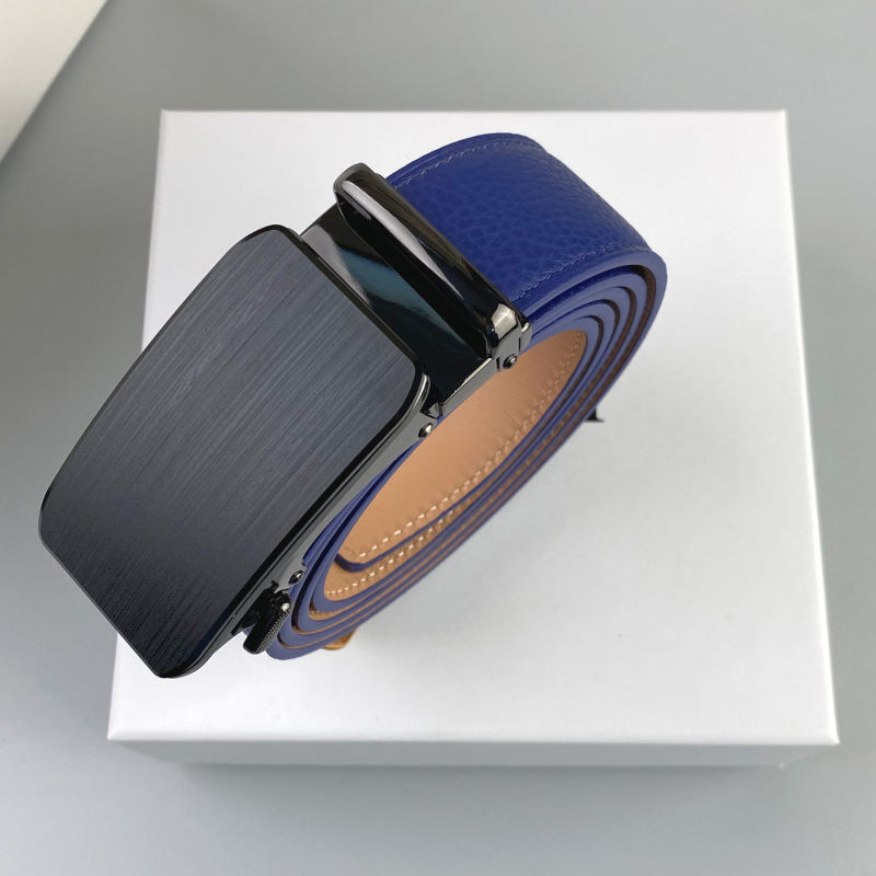 Centură de bărbați din piele naturală cu cataramă automată, piele de vițel de top, cataramă din aliaj, lățime 2-4 cm, turnare prin presare la cald