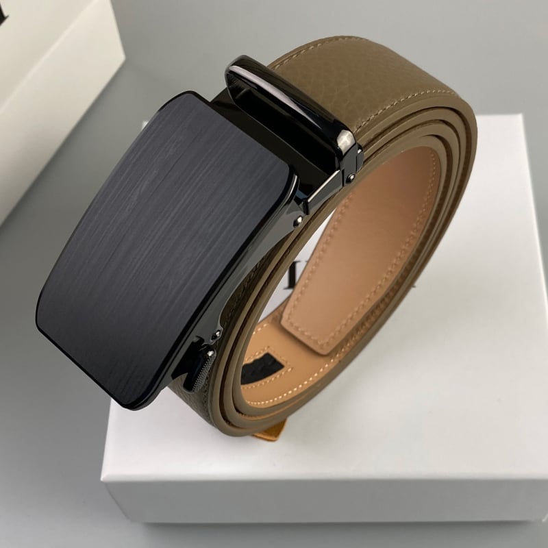Centură de bărbați din piele naturală cu cataramă automată, piele de vițel de top, cataramă din aliaj, lățime 2-4 cm, turnare prin presare la cald
