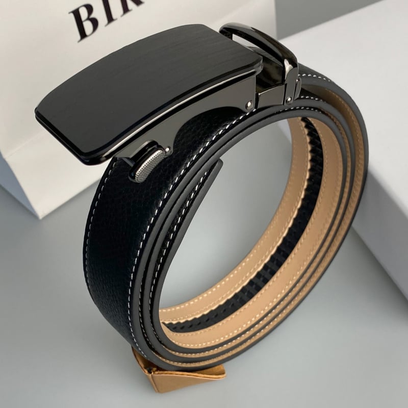 Centură de bărbați din piele naturală cu cataramă automată, piele de vițel de top, cataramă din aliaj, lățime 2-4 cm, turnare prin presare la cald