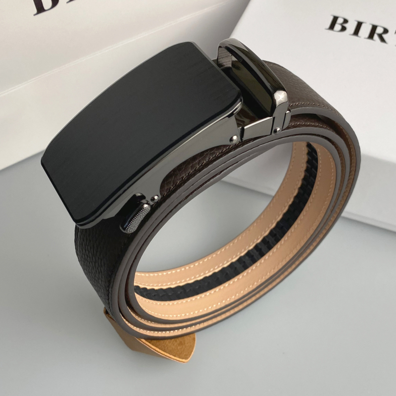 Centură de bărbați din piele naturală cu cataramă automată, piele de vițel de top, cataramă din aliaj, lățime 2-4 cm, turnare prin presare la cald