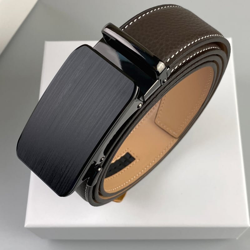 Centură de bărbați din piele naturală cu cataramă automată, piele de vițel de top, cataramă din aliaj, lățime 2-4 cm, turnare prin presare la cald