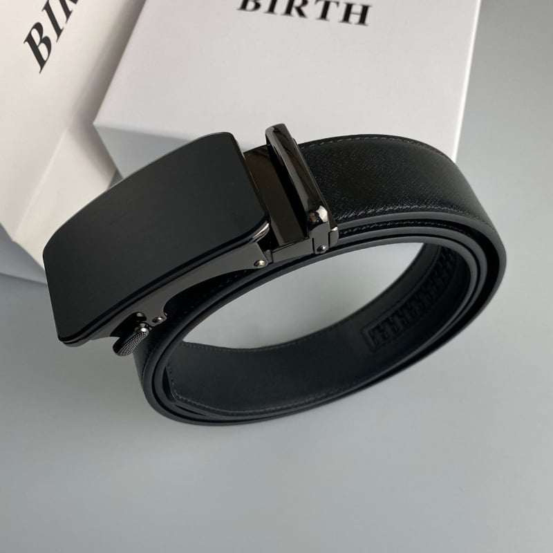 Centură de bărbați din piele naturală cu cataramă automată, piele de vițel de top, cataramă din aliaj, lățime 2-4 cm, turnare prin presare la cald