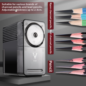 DAV V5V6 Ručný ostriť ceruziek pre študentov výtvarného umenia – plastová konštrukcia, geometrický štýl, pre grafitové a uhlíkové ceruzky