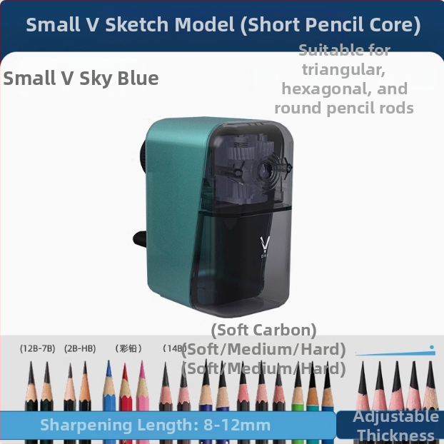 DAV V5V6 Ručný ostriť ceruziek pre študentov výtvarného umenia – plastová konštrukcia, geometrický štýl, pre grafitové a uhlíkové ceruzky