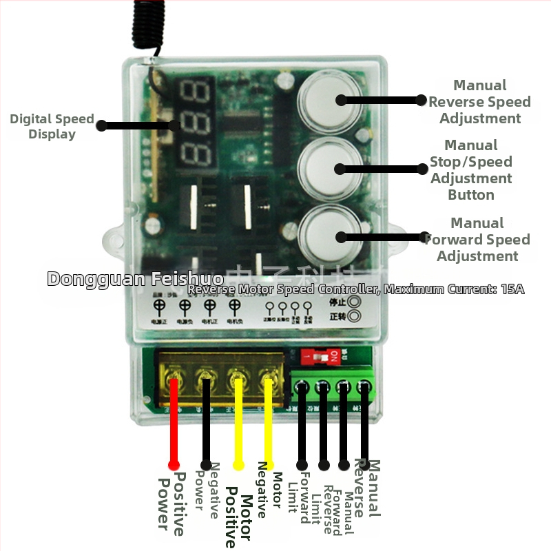 Intrerupător fără fir pentru motor DC cu direcție înainte/înapoi și controlul vitezei, temperatură de lucru 0-45°C
