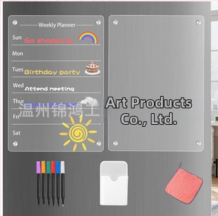 Dvojstranná magnetická akrylová tabuľa na suché maznanie s visiacim kalendárom