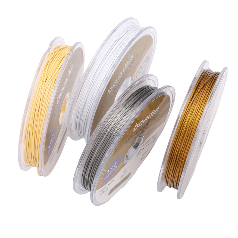 304 nehrđajući čelik, zlatna boja, žica za perle za DIY nakit i lanac za telefon, promjer 0,3–0,6 mm