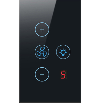 JEUMP WiFi превключвател за вентилатор и светлина с цифров дисплей, петстепенно регулиране и гласов контрол – 100-240V, 10A, монтажни отвори 83,5 мм, огнеупорен PC панел, 1 000 000 цикъла