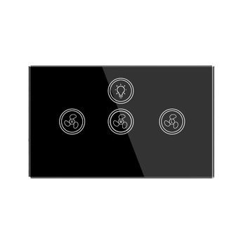 JEUMP WiFi превключвател за вентилатор и светлина с цифров дисплей, петстепенно регулиране и гласов контрол – 100-240V, 10A, монтажни отвори 83,5 мм, огнеупорен PC панел, 1 000 000 цикъла