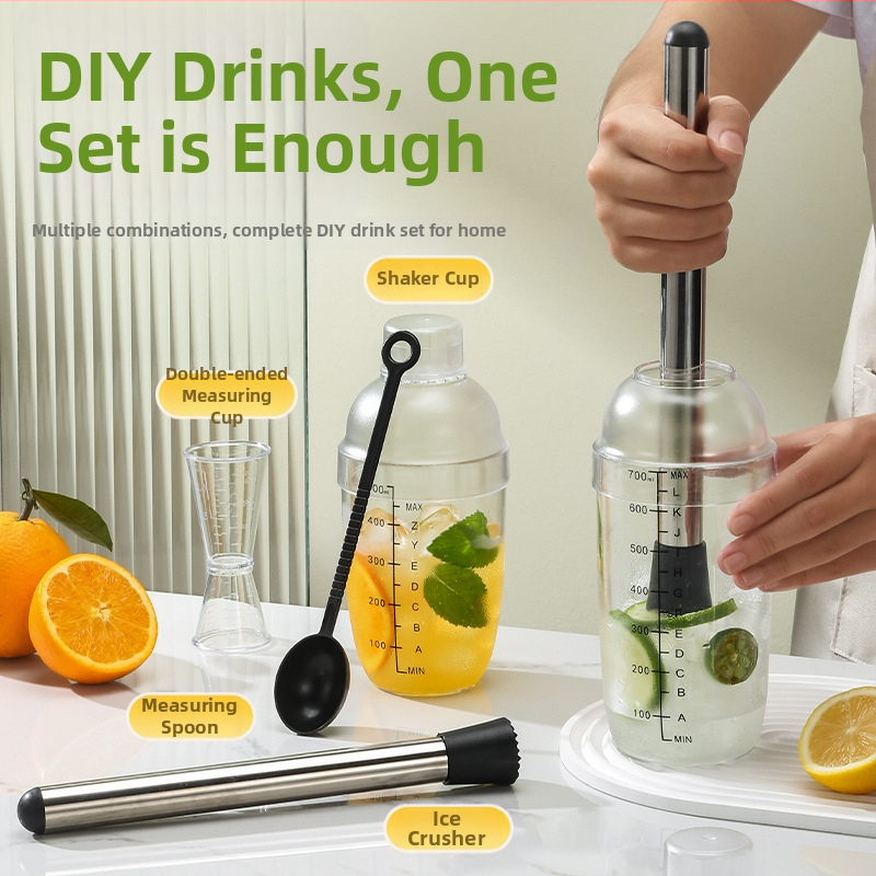 Šejkrový set na nápoje – 5 dielov, PC materiál, moderný jednoduchý štýl, značka Live well.