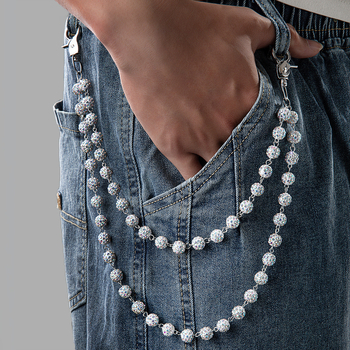 Metalni kaiš za struk, višeslojni dizajn sa kristalima, duljina 60 cm