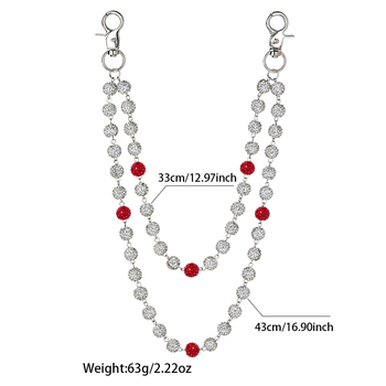 Metalni kaiš za struk, višeslojni dizajn sa kristalima, duljina 60 cm