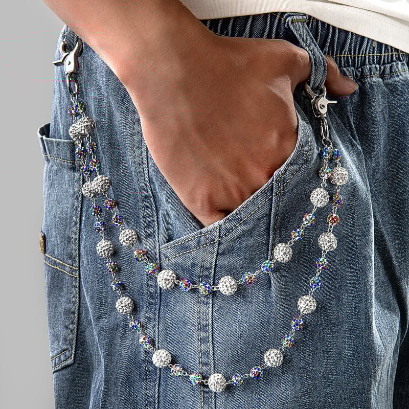 Metalni kaiš za struk, višeslojni dizajn sa kristalima, duljina 60 cm