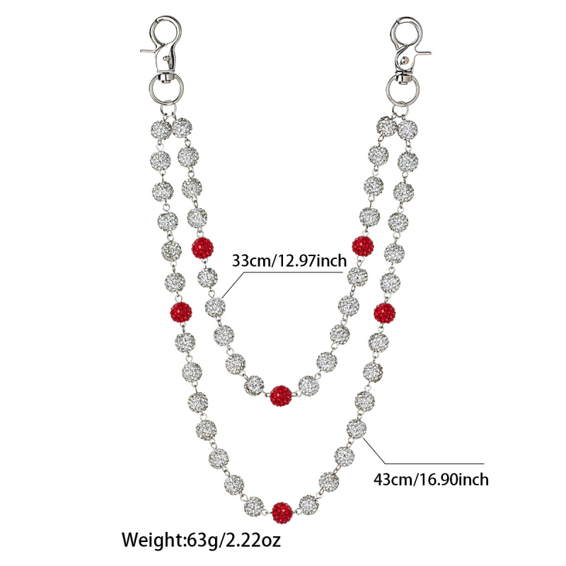 Metalni kaiš za struk, višeslojni dizajn sa kristalima, duljina 60 cm