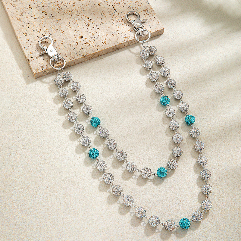 Metalni kaiš za struk, višeslojni dizajn sa kristalima, duljina 60 cm