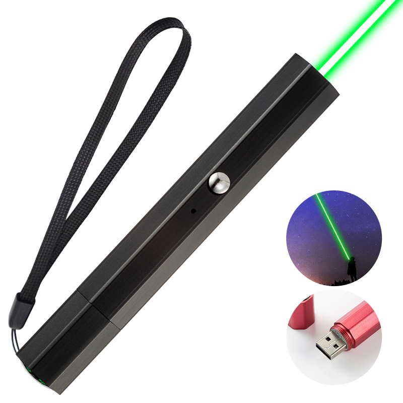 Laser indikatorno pero s USB punjenjem, tijelo od aluminijske legure, dugi domet lasera, mogućnost tiskanja logotipa
