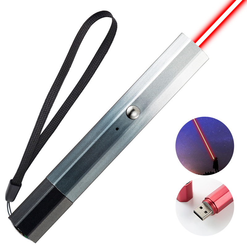 Laser indikatorno pero s USB punjenjem, tijelo od aluminijske legure, dugi domet lasera, mogućnost tiskanja logotipa