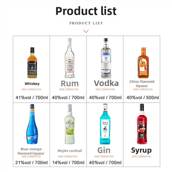 Set de cocktailuri cu opt lichioruri de bază, 40% vol, 700 ml