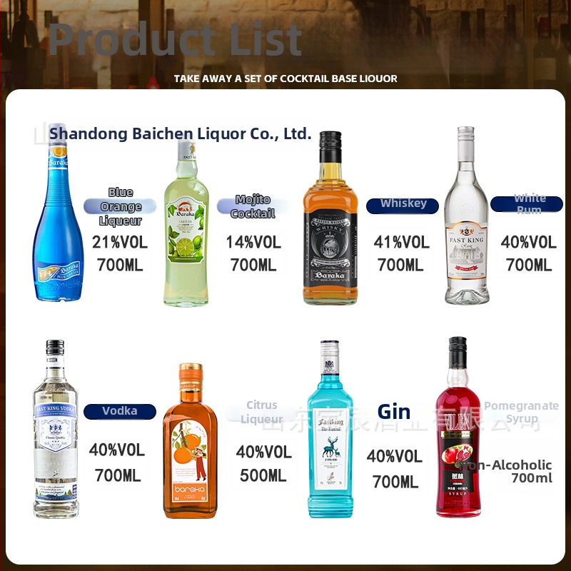 Set de cocktailuri cu opt lichioruri de bază, 40% vol, 700 ml