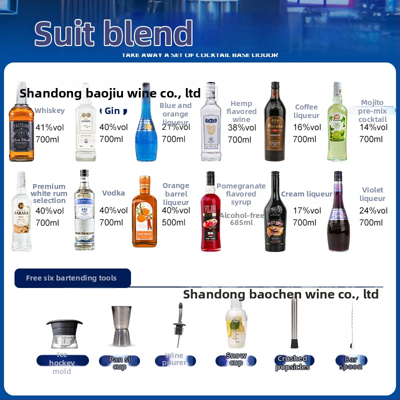 Set de cocktailuri cu opt lichioruri de bază, 40% vol, 700 ml