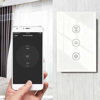 Comutator WiFi pentru rulouri, panou tactil, Tuya compatibil, control prin aplicația Smart App — distanța între găurile de montaj: 83,5 mm; 100-240V AC; 10A; 600W; 100.000 cicluri