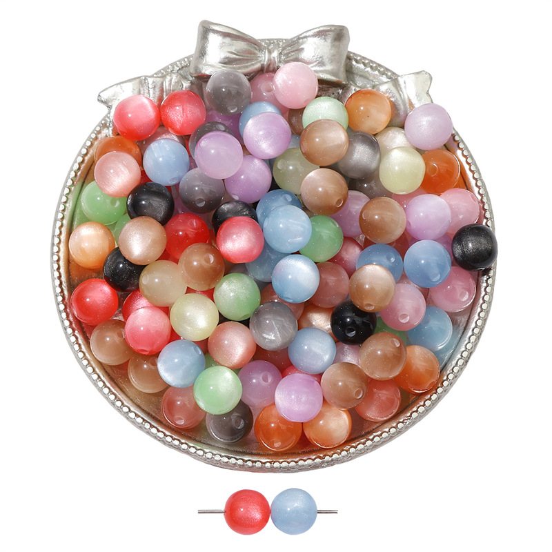 Smolene kuglice s efektom mačjeg oka, šarene, s ravnom otvorom, loose beads za ručnu izradu nakita i narukvica, 12 mm
