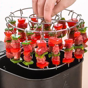 Κυκλική σχάρα από ανοξείδωτο ατσάλι, αποσπώμενη, κρεμάμενη, για κάθετες καλαμάκια – αξεσουάρ φριτέζας αέρος