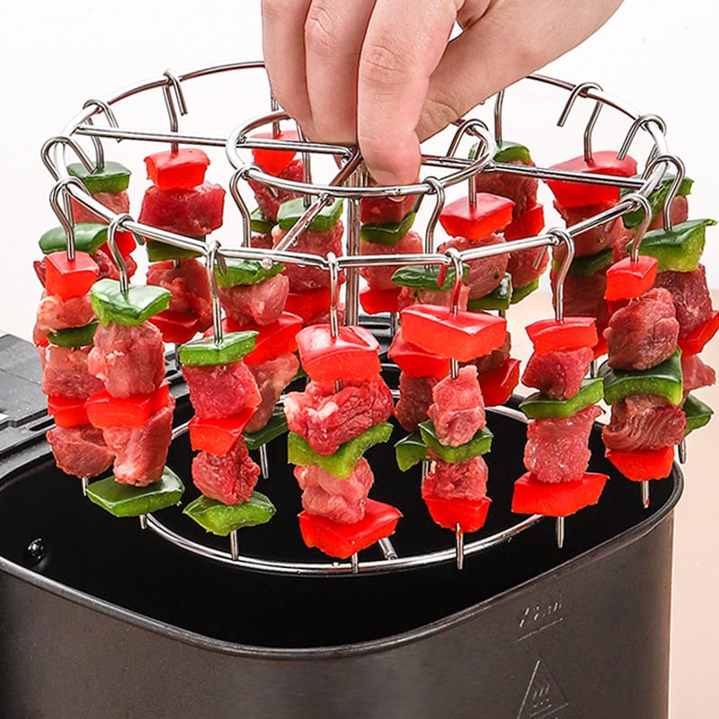 Κυκλική σχάρα από ανοξείδωτο ατσάλι, αποσπώμενη, κρεμάμενη, για κάθετες καλαμάκια – αξεσουάρ φριτέζας αέρος