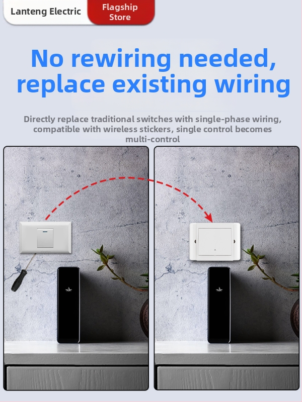 Bezdrôtový diaľkový vypínač s dvojitým ovládaním pre nočné svetlo s lepiacim panelom, 220V