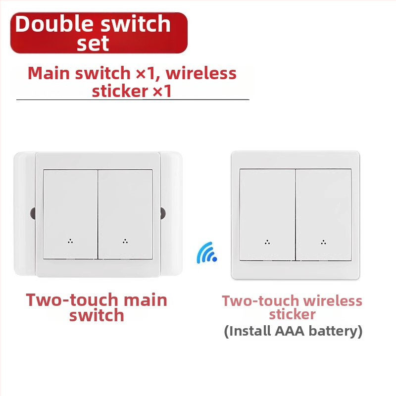 Bezdrôtový diaľkový vypínač s dvojitým ovládaním pre nočné svetlo s lepiacim panelom, 220V