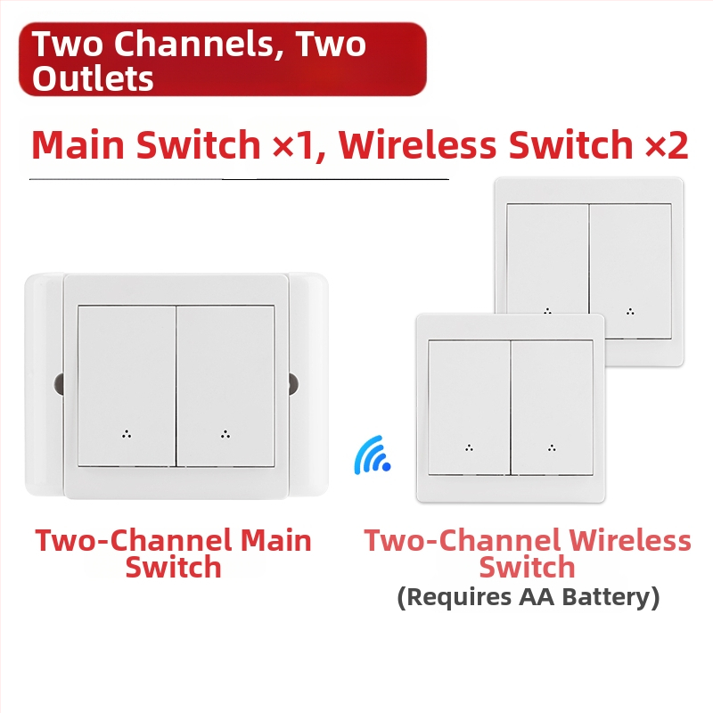 Bezdrôtový diaľkový vypínač s dvojitým ovládaním pre nočné svetlo s lepiacim panelom, 220V