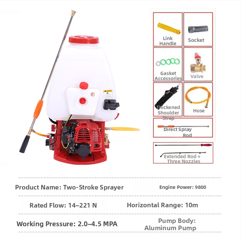 Δίχρονος κινητήρας ψεκαστήρας πλάτης με βενζίνη για προστασία φυτών σε κήπους και οπωρώνες
