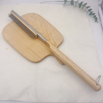 Četka za roštilj pizze s bakrenim žicom i drvenom drškom za čišćenje kamene peći