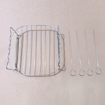 Kétrétegű rozsdamentes acél sütő- és grillsrács légsütőhöz, négyszögletes forma, multifunkcionális és hordozható