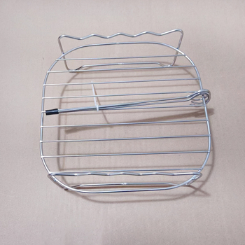 Kétrétegű rozsdamentes acél sütő- és grillsrács légsütőhöz, négyszögletes forma, multifunkcionális és hordozható