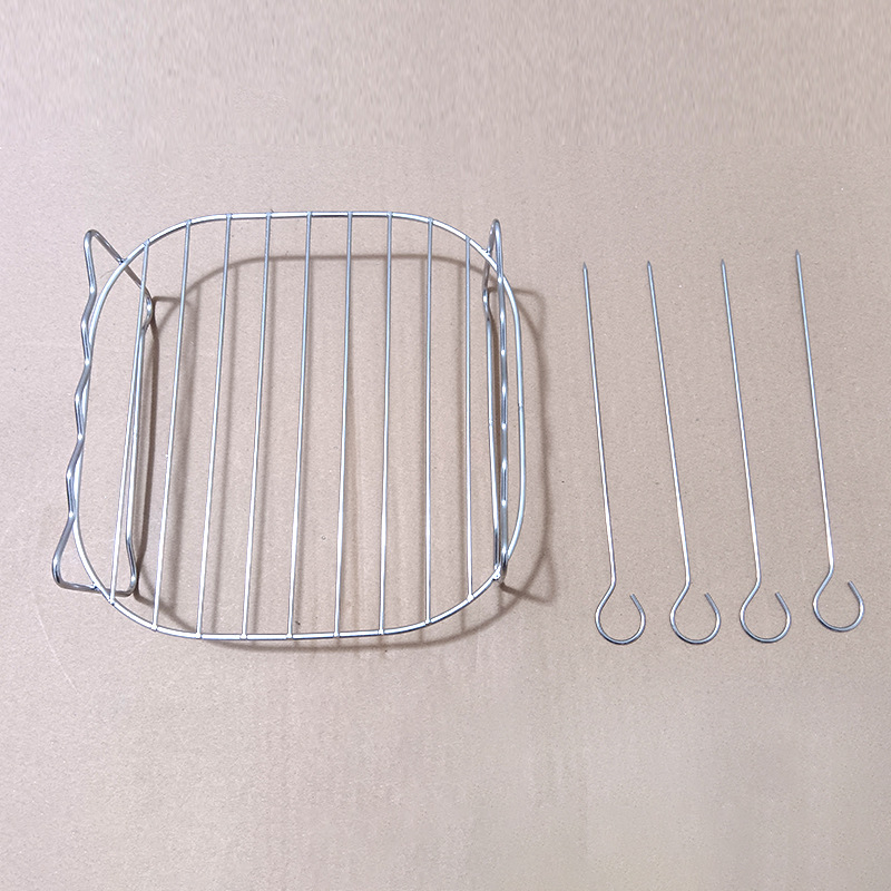 Kétrétegű rozsdamentes acél sütő- és grillsrács légsütőhöz, négyszögletes forma, multifunkcionális és hordozható