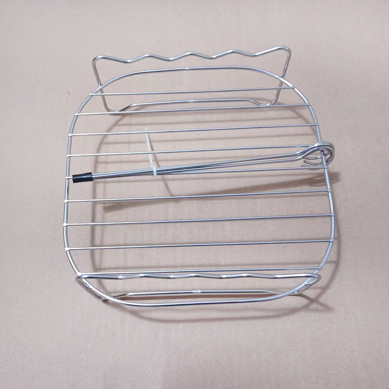 Kétrétegű rozsdamentes acél sütő- és grillsrács légsütőhöz, négyszögletes forma, multifunkcionális és hordozható